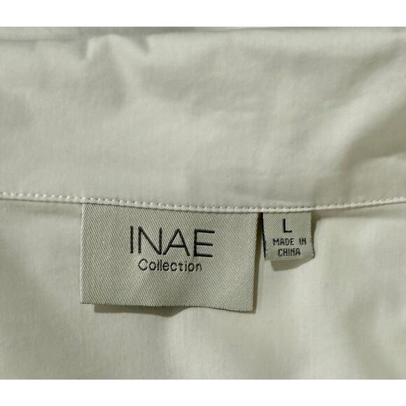 INAE Collection White Button Up Trapeze Asymmetric Lagenlook Tunic Oversized LG - Picture 4 of 5